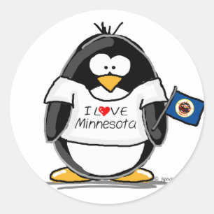 Minnesota penguin classic round sticker