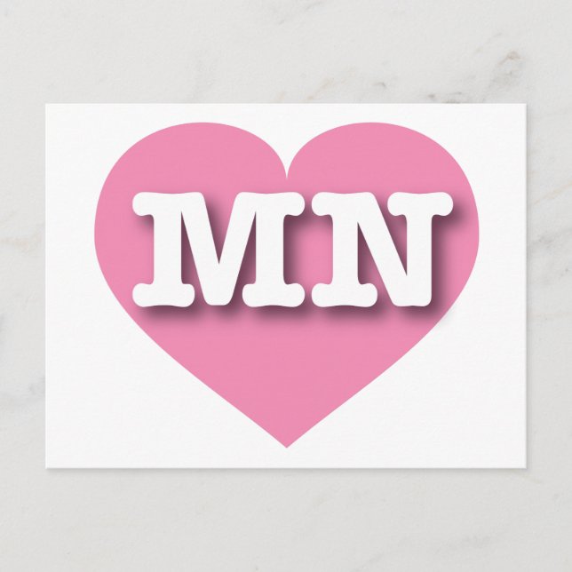 Minnesota Pink Heart - I love MN Postcard (Front)