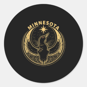Minnesota rebel loon new mn state flag  classic round sticker