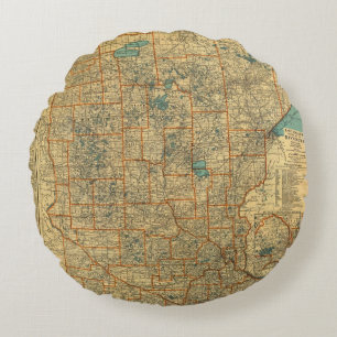 Minnesota road map round pillow