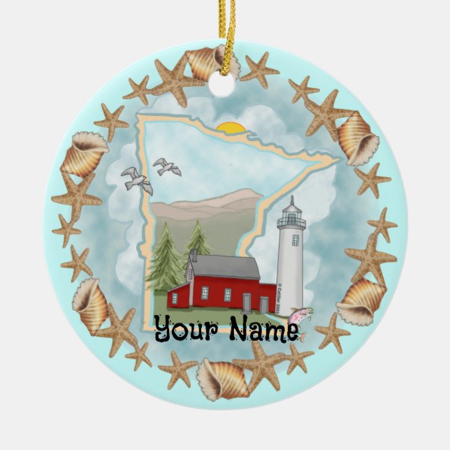 Minnesota Shells Lighthouse Ornament (Front)