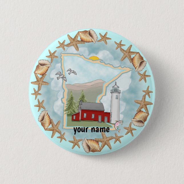Minnesota Shells Lighthouse  pin button (Front)