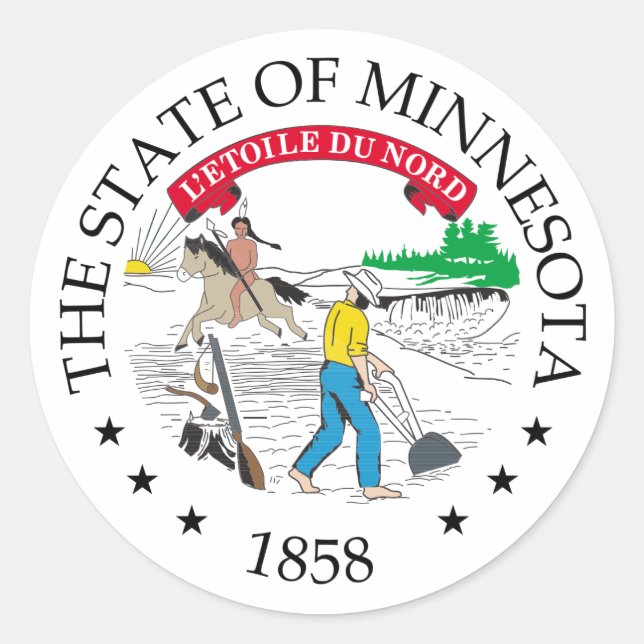 Minnesota sign classic round sticker (Front)