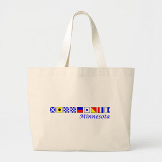 Minnesota spelled in nautical flag alphabet large tote bag