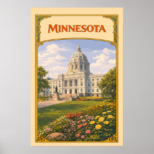 Minnesota State Capitol Vintage Poster