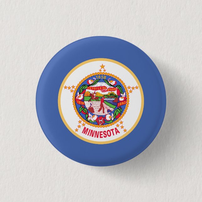 Minnesota State Flag 1 Inch Round Button (Front)
