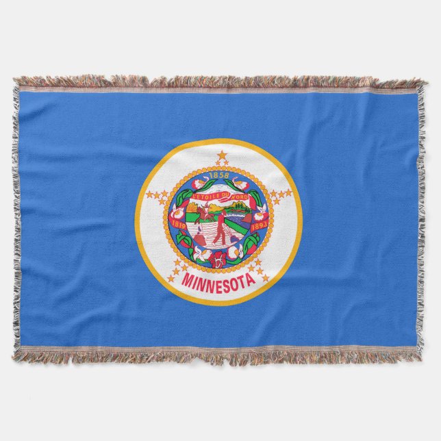 Minnesota State Flag Design Decor Throw Blanket (Front)