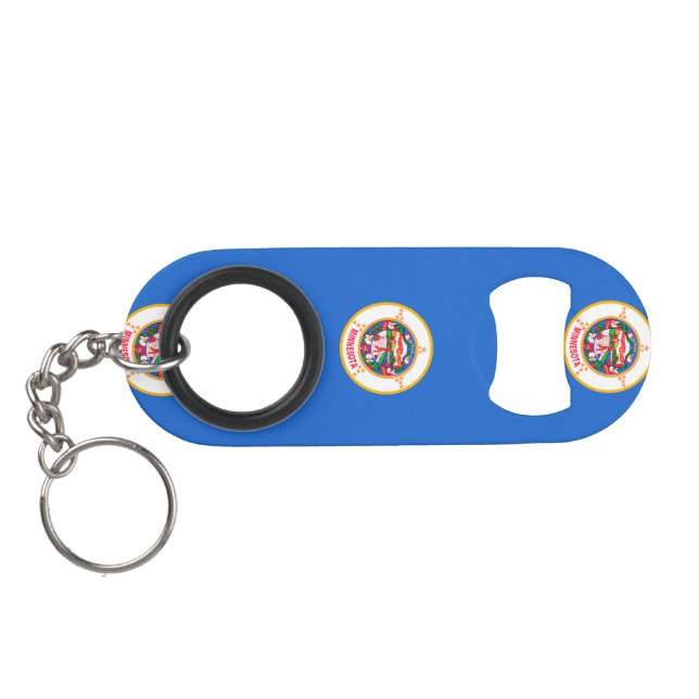 Minnesota State Flag Design Keychain Bottle Opener (Back Horizontal)