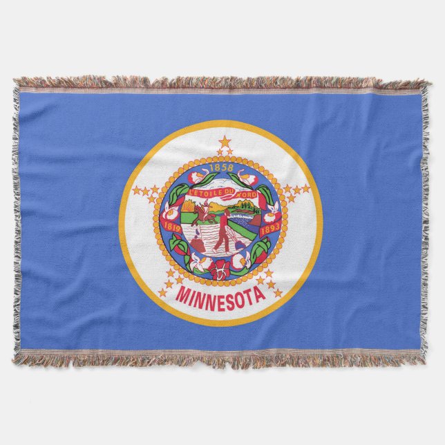 Minnesota State Flag Print Patriotic Throw Blanket (Front)