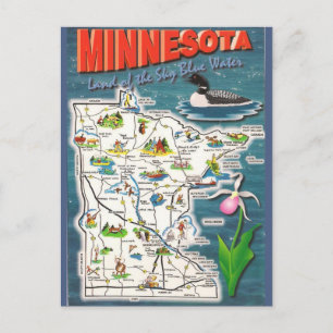 Minnesota State  Map Postcard