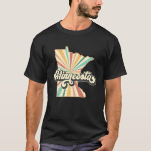 Minnesota State Map - Retro Map Flag Souvenir Men T-Shirt