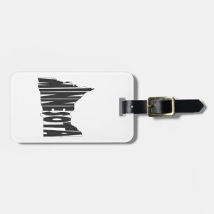 Minnesota State Name Word Art Black Luggage Tag