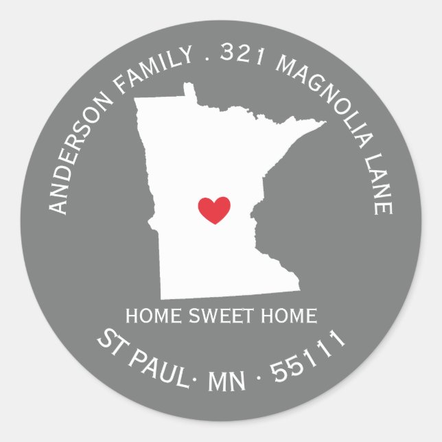 MINNESOTA State | New Home Address Label Sticker (Front)