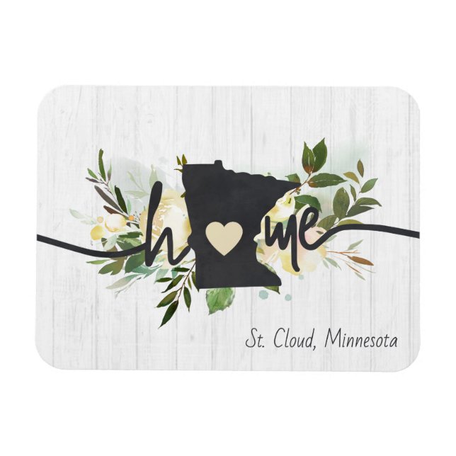 Minnesota State Personalized Your Home City Rustic Magnet (Horizontal)