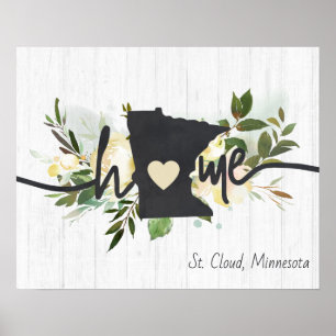 Minnesota State Personalized Your Home City Rustic Poster