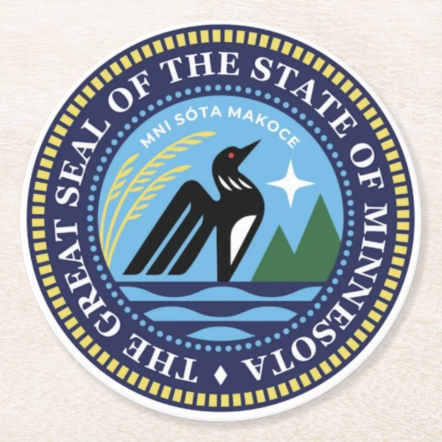 Minnesota State Seal 2024 Round Paper Coaster (Front)