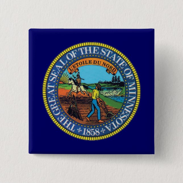 Minnesota State Seal 2 Inch Square Button (Front)