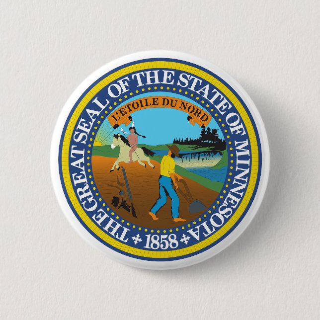 Minnesota State Seal Emblem  2 Inch Round Button (Front)