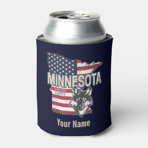 Minnesota State United States Map Vintage USA Can Cooler