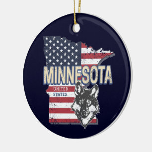 Minnesota State United States Map Vintage USA Ceramic Ornament