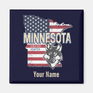 Minnesota State United States Map Vintage USA Magnet