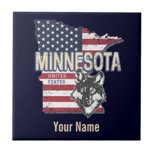 Minnesota State United States Map Vintage USA Tile
