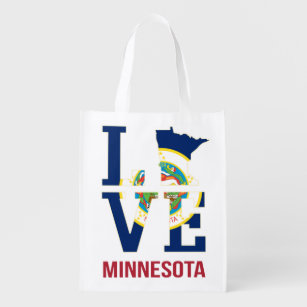 Minnesota State USA Love Reusable Grocery Bag