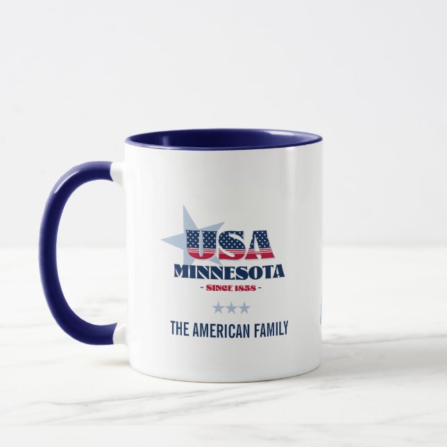 Minnesota USA 1858 Blue Star Personalized Mug (Left)