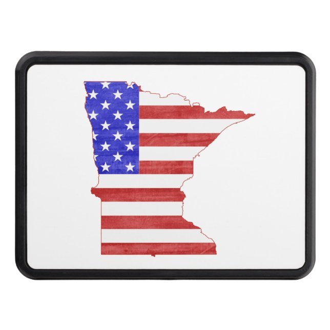 Minnesota USA flag silhouette state map Trailer Hitch Cover (Front)