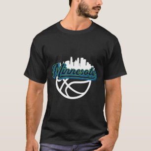 Minnesota Vintage Bysketbyll Script City Skyline F T-Shirt