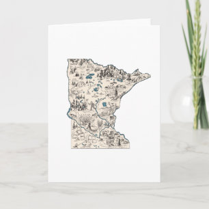 Minnesota Vintage Picture Map Large Greeting Card