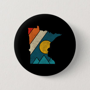 Minnesota Vintage State Map Mountains Hiking Pride 2 Inch Round Button