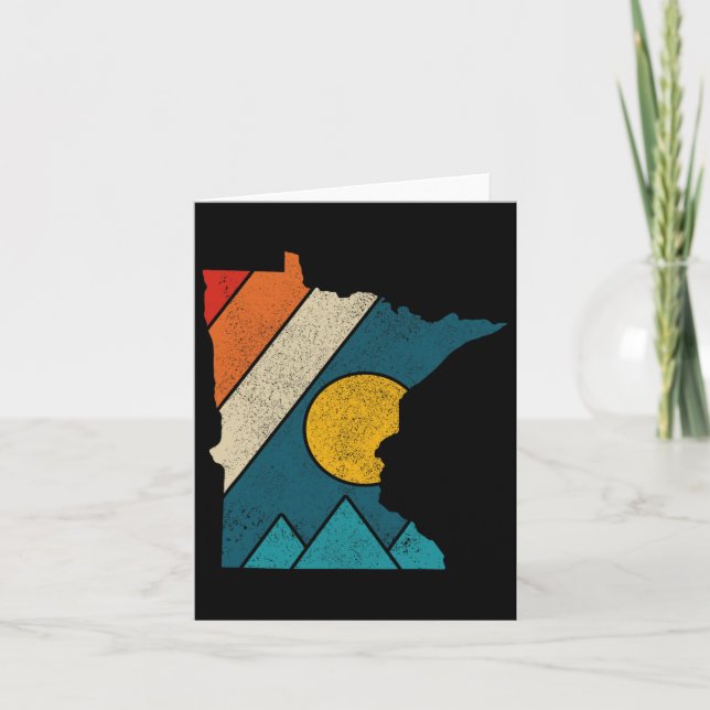 Minnesota Vintage State Map Mountains Hiking Pride Card (Front)