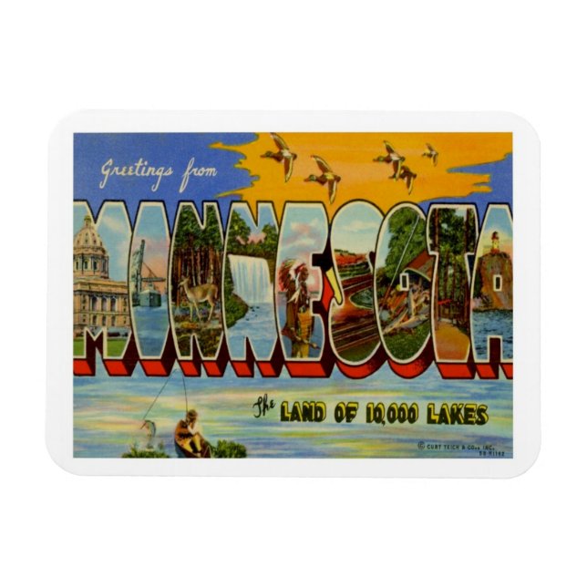Minnesota Vintage Travel Magnet (Horizontal)