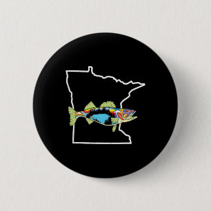 Minnesota Walleye Fishing Freshwater Fisherman Wal 2 Inch Round Button