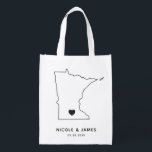 Minnesota Wedding Welcome Bag Map Tote with Heart<br><div class="desc">Wedding welcome gift bag featuring map graphic. Your guests will love checking into their hotel and finding this tote filled with treats awaiting them. You may position the heart to the location of your big day using the "customize further" feature.</div>