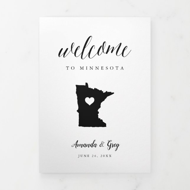 Minnesota Wedding Welcome Letter & Itinerary Tri-Fold Programme (Cover)