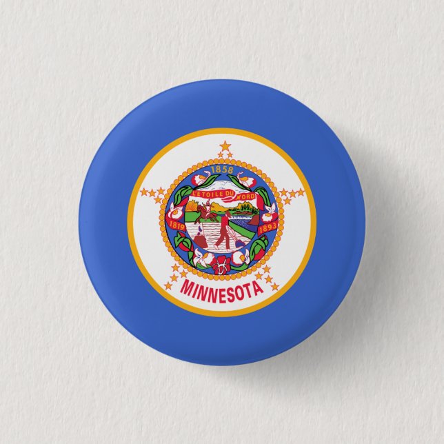 Minnesotan Flag, Flag of Minnesota 1 Inch Round Button (Front)