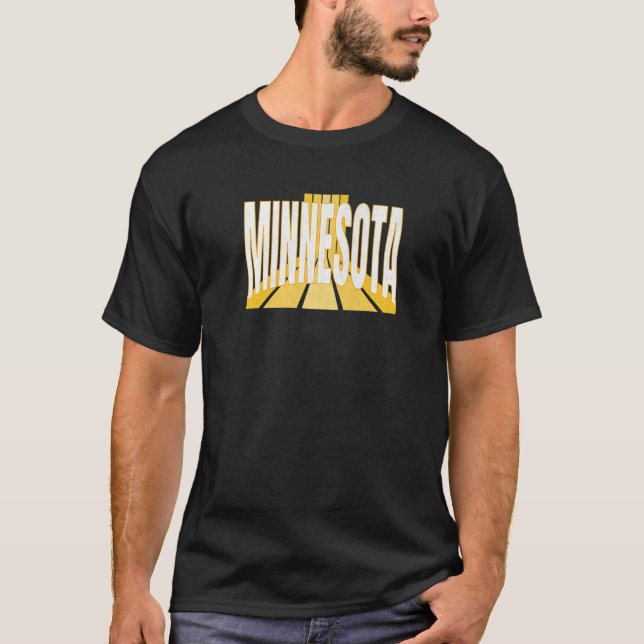 Minnesotan Purple & Yellow Minnesota Retro Striped T-Shirt (Front)