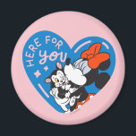 Minnie and Figaro Here For You Magnet<br><div class="desc">Sweet, comforting, and full of heart, this touching artwork shows Minnie Mouse sharing a warm hug with Figaro inside a cheerful heart-shaped design. With soft colors, playful details, and an uplifting message, this design celebrates friendship, care, and being there for one another. Perfect for customizable Zazzle products like apparel, mugs,...</div>
