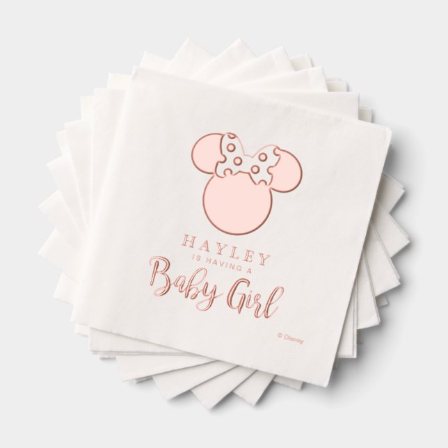 Minnie | Baby shower d'or rose rayé (Insitu (empilé))