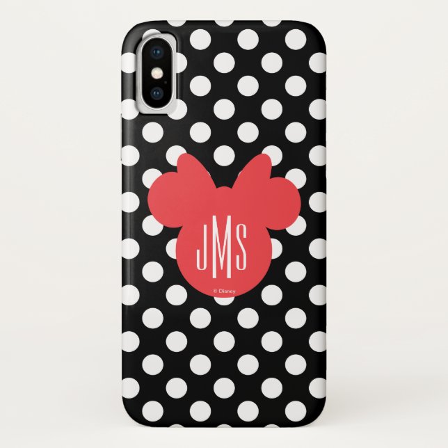 Minnie | Black and White Polka Dot Monogram Case-Mate iPhone Case (Back)