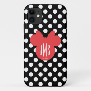 Minnie   Black and White Polka Dot Monogram iPhone 11 Case