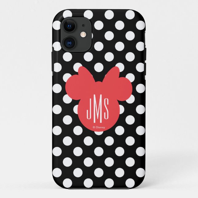 Minnie | Black and White Polka Dot Monogram Case-Mate iPhone Case (Back)
