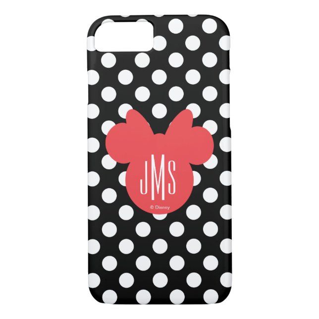 Minnie | Black and White Polka Dot Monogram Case-Mate iPhone Case (Back)