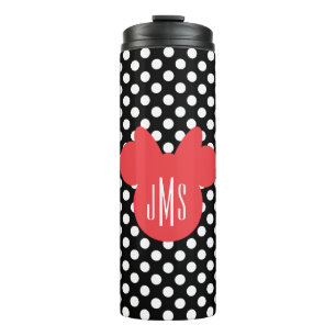 Minnie   Black and White Polka Dot Monogram Thermal Tumbler