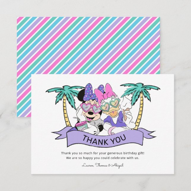 Minnie & Daisy Birthday Ice Cream Thank You (Front/Back)