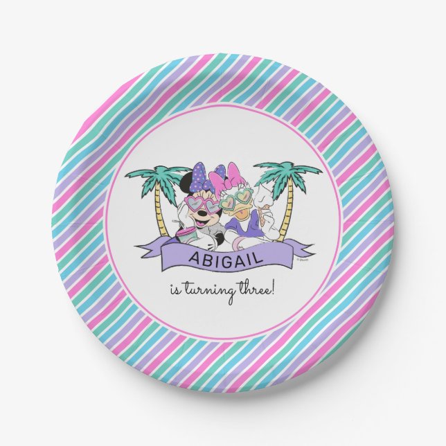 Minnie & Daisy Here's the Scoop Ice Cream Birthday Paper Plate (Front)