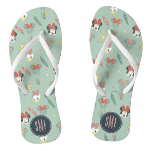 Minnie & Daisy Monogram   Dream Catcher Pattern Flip Flops