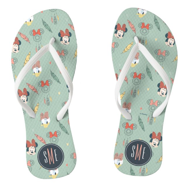 Minnie & Daisy Monogram | Dream Catcher Pattern Flip Flops (Footbed)